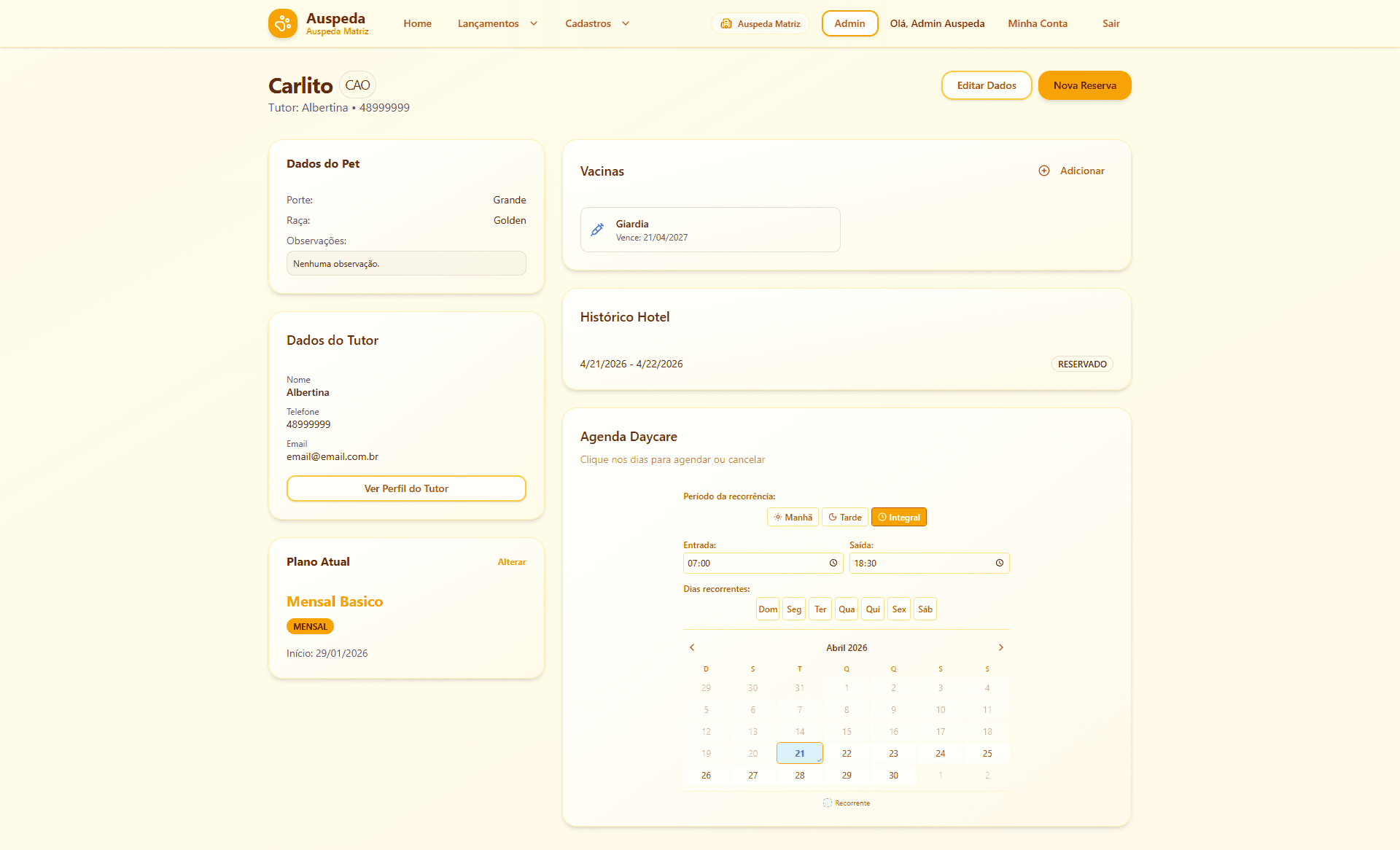 Tela de Cadastro de Pet